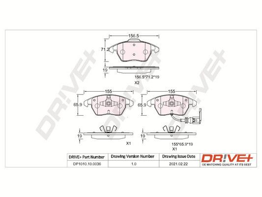 Brake Pad Set, disc brake Dr!ve+ DP1010.10.0036