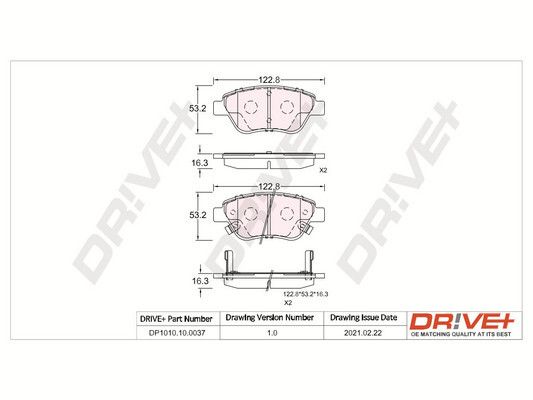 Stabdžių trinkelių rinkinys, diskinis stabdys Dr!ve+ DP1010.10.0037