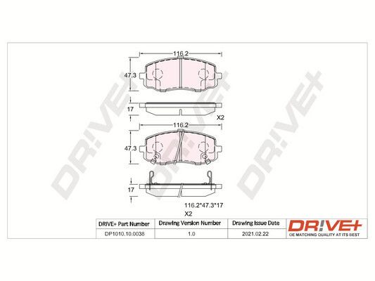Brake Pad Set, disc brake Dr!ve+ DP1010.10.0038