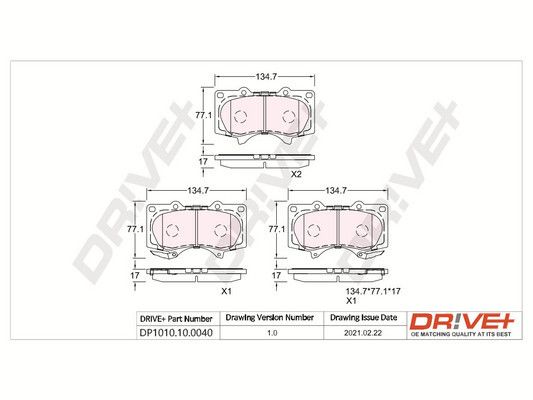 Brake Pad Set, disc brake Dr!ve+ DP1010.10.0040
