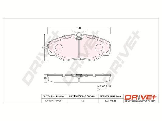 Stabdžių trinkelių rinkinys, diskinis stabdys Dr!ve+ DP1010.10.0041