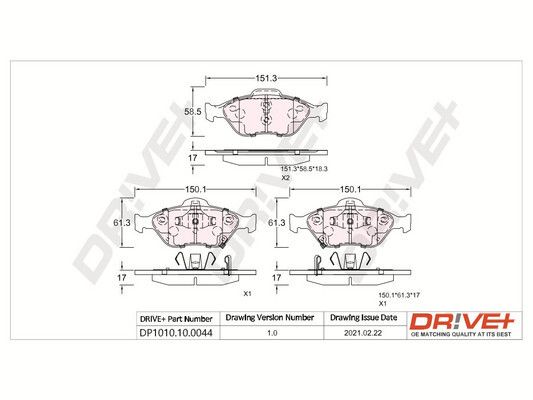 Brake Pad Set, disc brake Dr!ve+ DP1010.10.0044