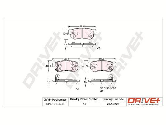 Brake Pad Set, disc brake Dr!ve+ DP1010.10.0045