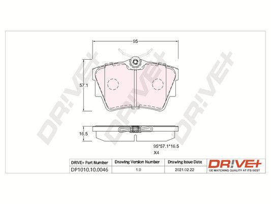 Stabdžių trinkelių rinkinys, diskinis stabdys Dr!ve+ DP1010.10.0046