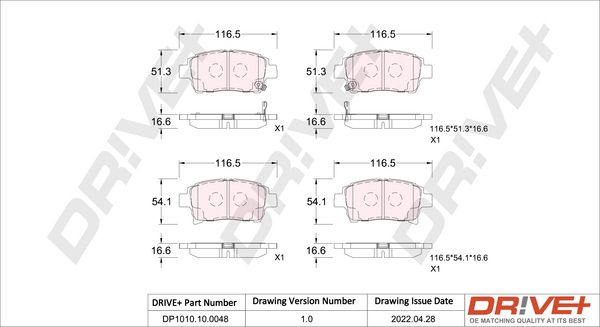 Brake Pad Set, disc brake Dr!ve+ DP1010.10.0048