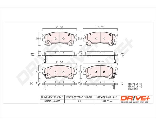 Brake Pad Set, disc brake Dr!ve+ DP1010.10.0053