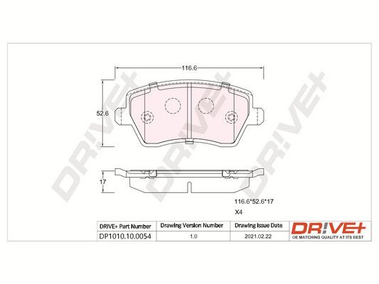Brake Pad Set, disc brake Dr!ve+ DP1010.10.0054