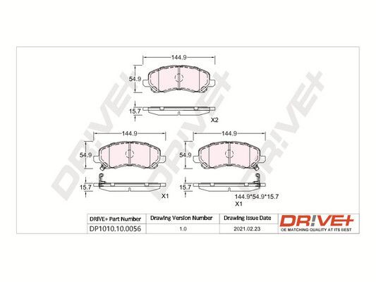 Brake Pad Set, disc brake Dr!ve+ DP1010.10.0056