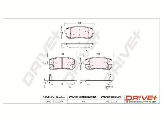 Stabdžių trinkelių rinkinys, diskinis stabdys Dr!ve+ DP1010.10.0059