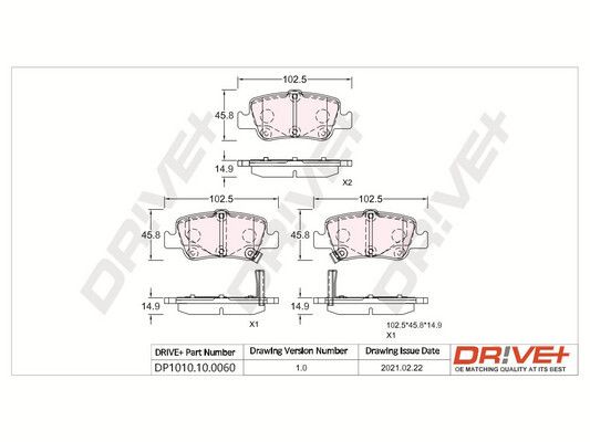 Brake Pad Set, disc brake Dr!ve+ DP1010.10.0060