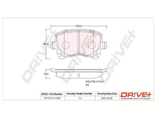 Brake Pad Set, disc brake Dr!ve+ DP1010.10.0062
