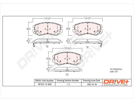 Brake Pad Set, disc brake Dr!ve+ DP1010.10.0063