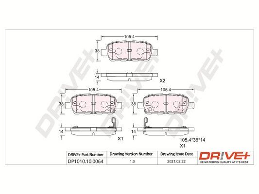 Stabdžių trinkelių rinkinys, diskinis stabdys Dr!ve+ DP1010.10.0064