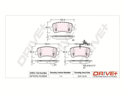 Stabdžių trinkelių rinkinys, diskinis stabdys Dr!ve+ DP1010.10.0065