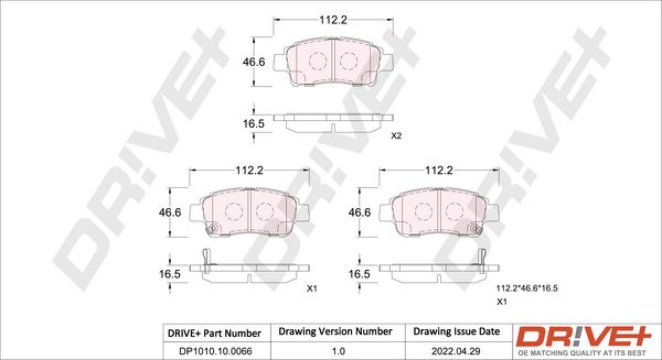 Brake Pad Set, disc brake Dr!ve+ DP1010.10.0066