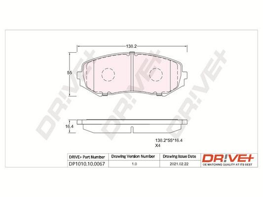 Stabdžių trinkelių rinkinys, diskinis stabdys Dr!ve+ DP1010.10.0067