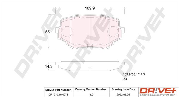 Brake Pad Set, disc brake Dr!ve+ DP1010.10.0073