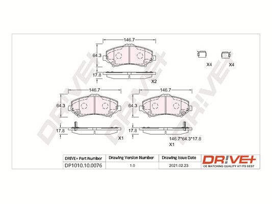 Brake Pad Set, disc brake Dr!ve+ DP1010.10.0076