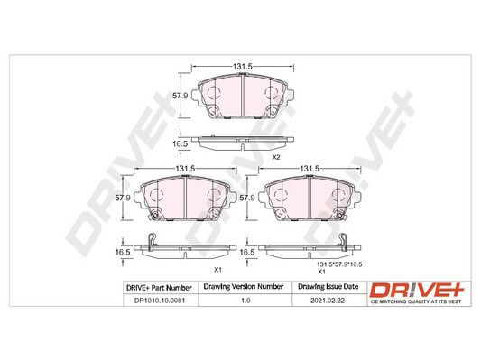 Brake Pad Set, disc brake Dr!ve+ DP1010.10.0081