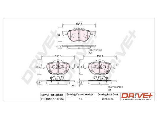 Brake Pad Set, disc brake Dr!ve+ DP1010.10.0084