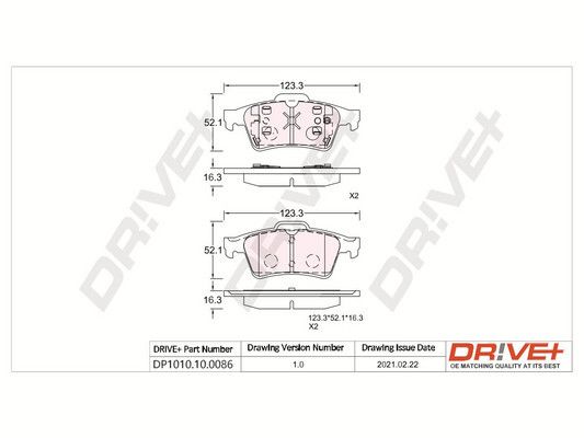 Brake Pad Set, disc brake Dr!ve+ DP1010.10.0086