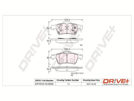 Stabdžių trinkelių rinkinys, diskinis stabdys Dr!ve+ DP1010.10.0086