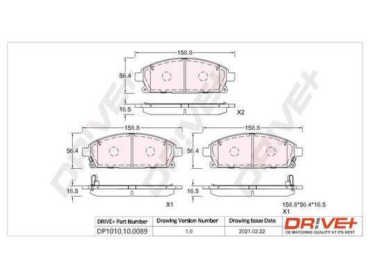 Stabdžių trinkelių rinkinys, diskinis stabdys Dr!ve+ DP1010.10.0089