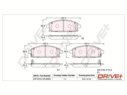 Brake Pad Set, disc brake Dr!ve+ DP1010.10.0089