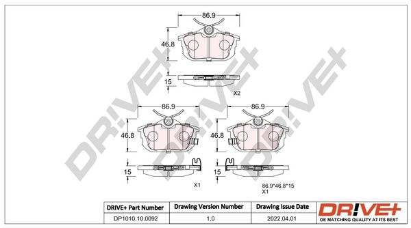 Brake Pad Set, disc brake Dr!ve+ DP1010.10.0092