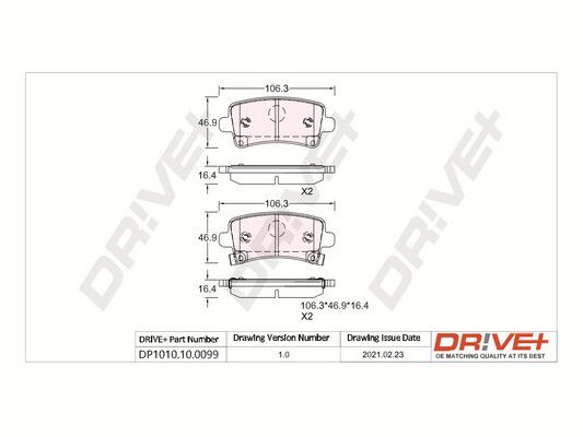 Stabdžių trinkelių rinkinys, diskinis stabdys Dr!ve+ DP1010.10.0099