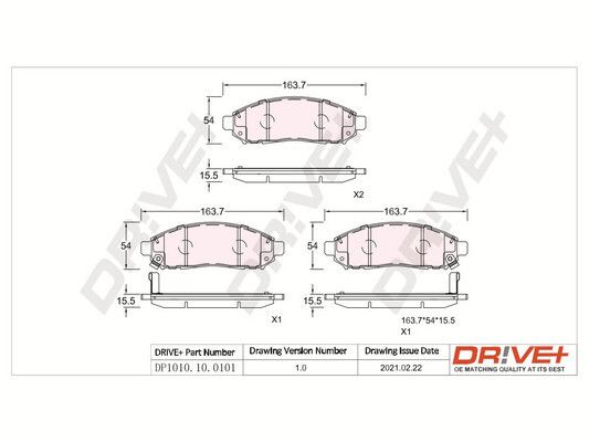 Brake Pad Set, disc brake Dr!ve+ DP1010.10.0101