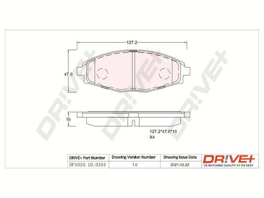 Brake Pad Set, disc brake Dr!ve+ DP1010.10.0104