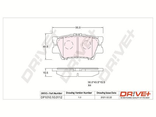 Brake Pad Set, disc brake Dr!ve+ DP1010.10.0112