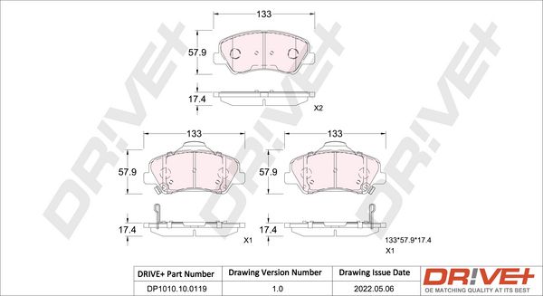 Brake Pad Set, disc brake Dr!ve+ DP1010.10.0119