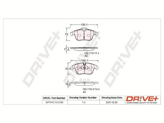 Brake Pad Set, disc brake Dr!ve+ DP1010.10.0120