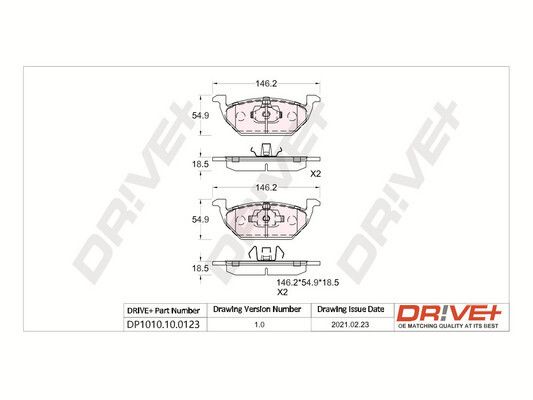 Stabdžių trinkelių rinkinys, diskinis stabdys Dr!ve+ DP1010.10.0123