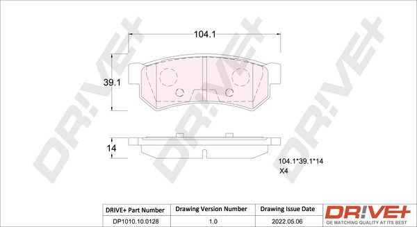Brake Pad Set, disc brake Dr!ve+ DP1010.10.0128
