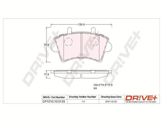 Brake Pad Set, disc brake Dr!ve+ DP1010.10.0135