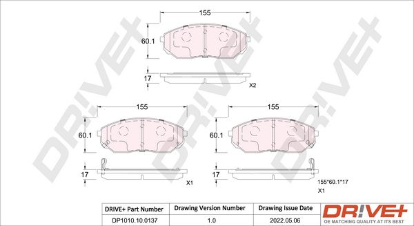 Brake Pad Set, disc brake Dr!ve+ DP1010.10.0137