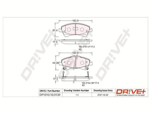 Brake Pad Set, disc brake Dr!ve+ DP1010.10.0139