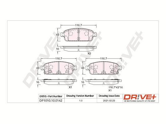 Brake Pad Set, disc brake Dr!ve+ DP1010.10.0142