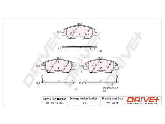 Brake Pad Set, disc brake Dr!ve+ DP1010.10.0145