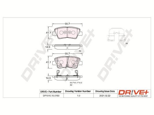 Brake Pad Set, disc brake Dr!ve+ DP1010.10.0150