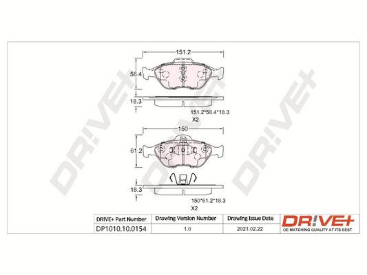 Brake Pad Set, disc brake Dr!ve+ DP1010.10.0154