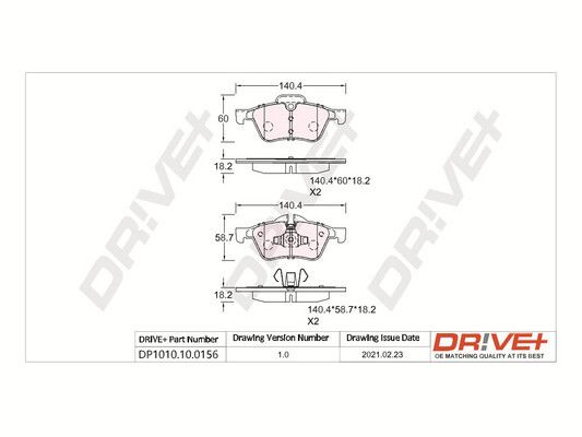Brake Pad Set, disc brake Dr!ve+ DP1010.10.0156