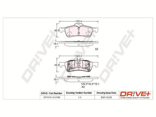 Brake Pad Set, disc brake Dr!ve+ DP1010.10.0158