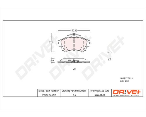 Brake Pad Set, disc brake Dr!ve+ DP1010.10.0171