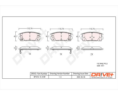 Brake Pad Set, disc brake Dr!ve+ DP1010.10.0189
