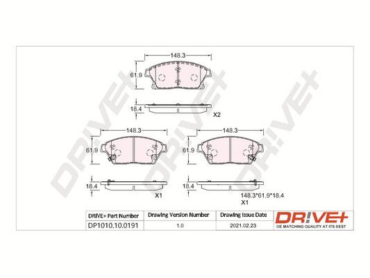 Brake Pad Set, disc brake Dr!ve+ DP1010.10.0191