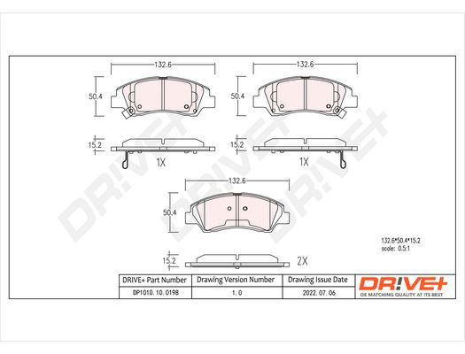 Brake Pad Set, disc brake Dr!ve+ DP1010.10.0198